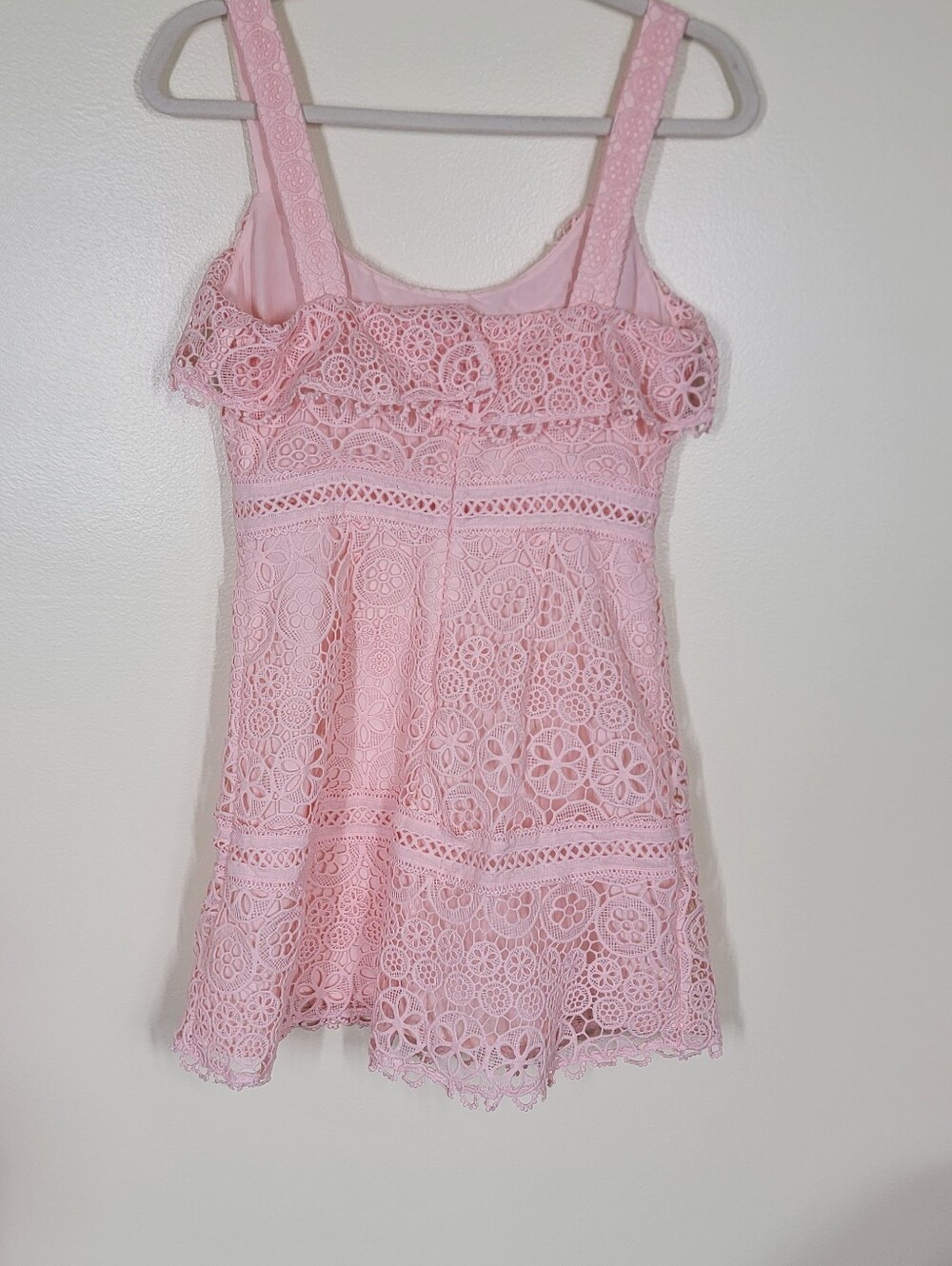 Lovers + Friends Happy Hour Mini Dress Pink Lace Size Small - Picture 6 of 6